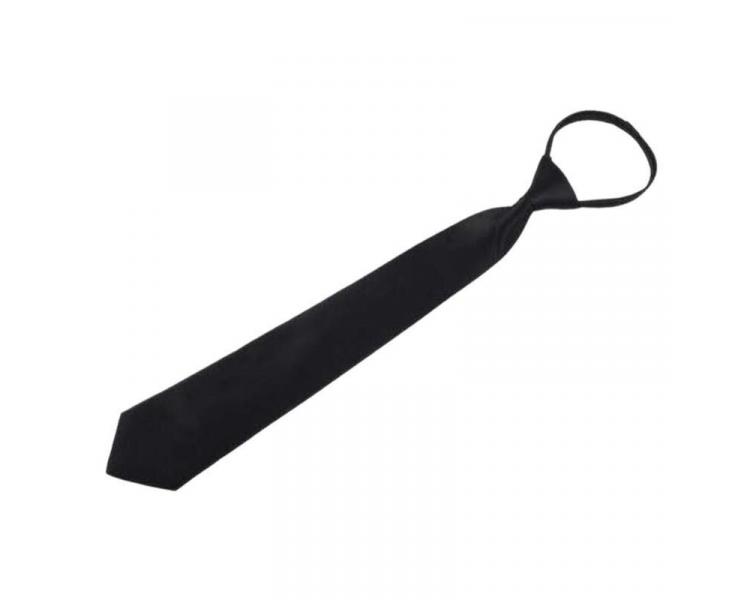 Men's black plain solid zipper necktie Sale
